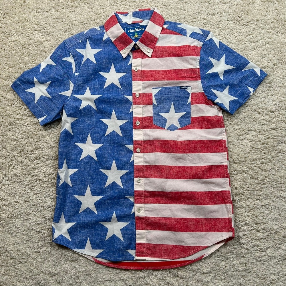 Chubbies Button Down Shirt Small Grand Ole American Stars Stripes Patriotic